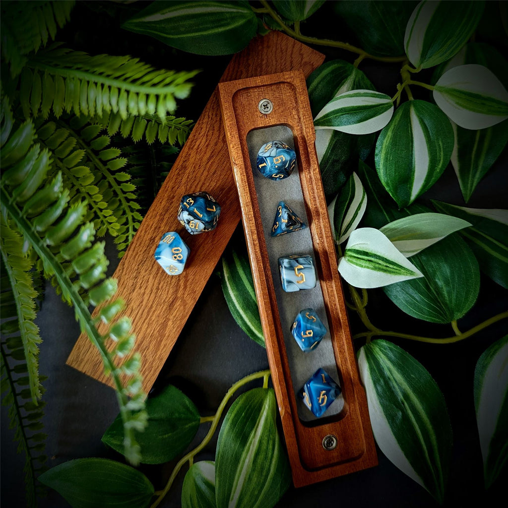 Blend of Black & Blue Acrylic - 7pcs RPG Full Dice Set