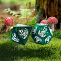 7pcs Dice Gem Stone Cat Eye Mushroom White Font Green