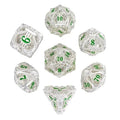 7pcs Dice Metal Hollow Lute Green Font Silver