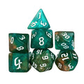Glitter in Green & Yellow Acrylic - 7pcs RPG Full Dice Set