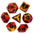 7pcs Dice Resin Pattern Hearts Black Font Yellow Red