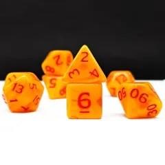 7pcs Dice Acrylic Blend Red Font Clear Yellow