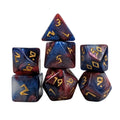 Glitter in Blue & Red Acrylic - 7pcs RPG Full Dice Set