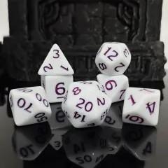 7pcs Dice Acrylic Blend Purple Font Solid White