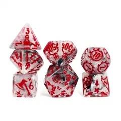 7pcs Dice Resin Pattern Wizard Red Font Clear Grey