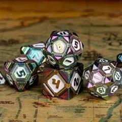 7pcs Dice Metal Alien Ship White Rainbow