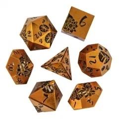 Lotus Flower in Gold Metal - 7pcs RPG Dice Set