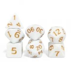 7pcs Dice Acrylic Blend Yellow Font Solid White