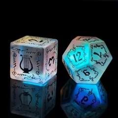 7pcs Dice Gem Frosted Glass Black Font Cracked Music Prism