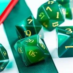 Green Agate Gemstone - 7pcs RPG Dice Set