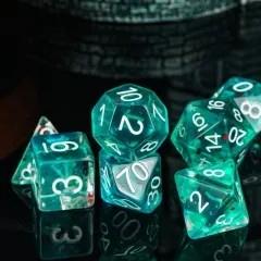 7pcs Dice Resin Swirl White Font Clear Blue Multicolour