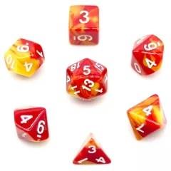 7pcs Dice Acrylic Blend White Font Yellow Red