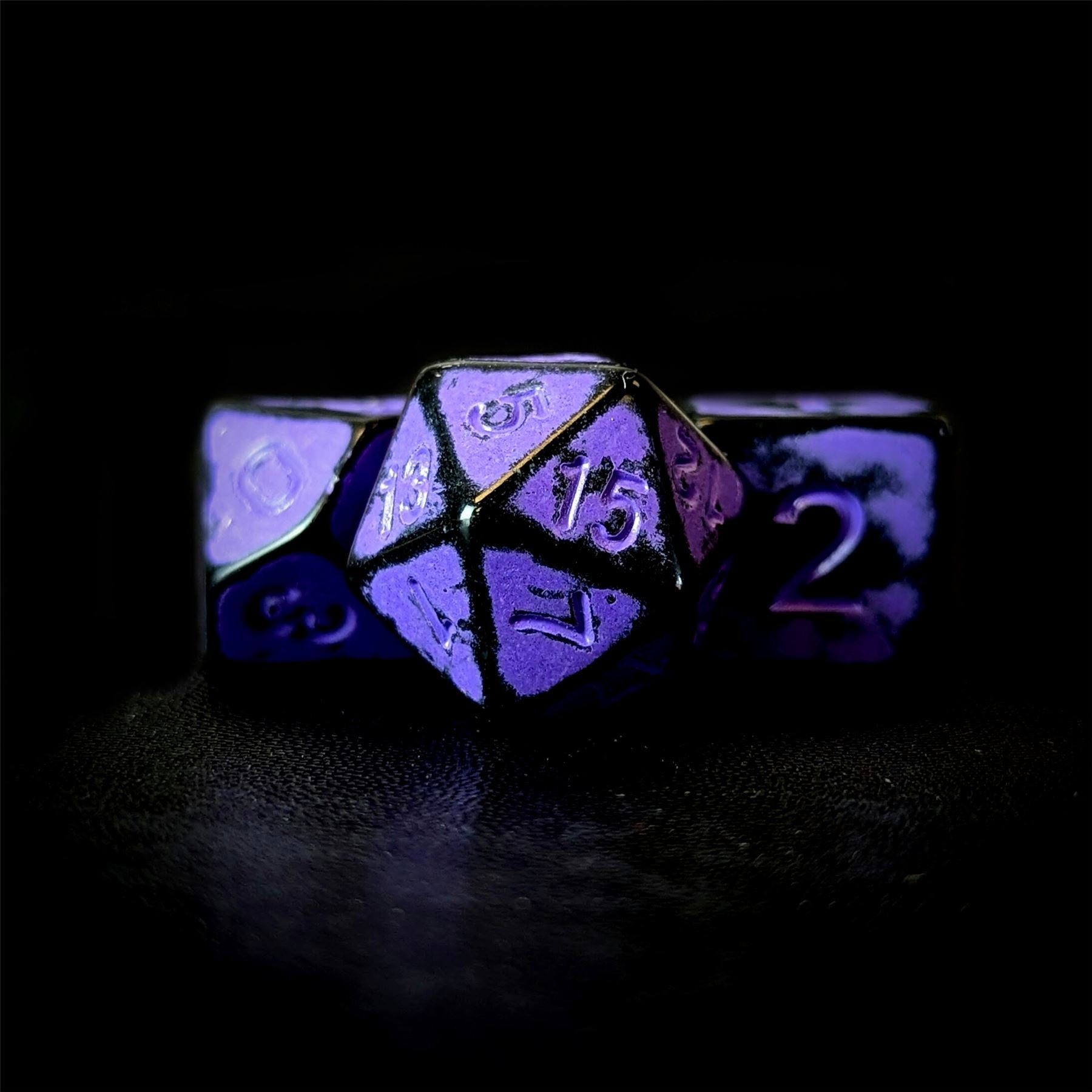 Washed Lilac on Black Acrylic - 7pcs RPG Full Dice Set