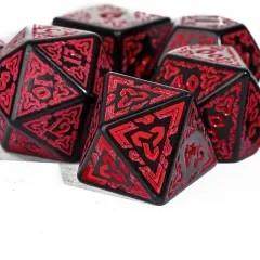Red Celtic Knot on Black Acrylic - 7pcs RPG Full Dice Set