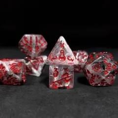 7pcs Dice Resin Pattern Wizard Red Font Clear Grey