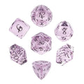 7pcs Dice Gem Glass Facet Black Font Purple (UD)