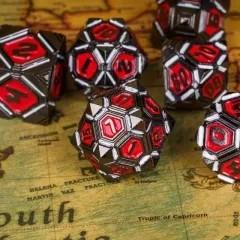 7pcs Dice Metal Alien Ship White Red Nickel