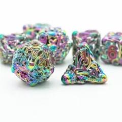7pcs Dice Metal Hollow Octopus Red Font Rainbow