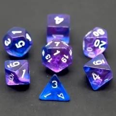7pcs Dice Acrylic Clear White Font Purple Blue