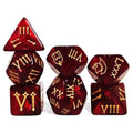 7pcs Dice Acrylic Silk Roman Numeral Gold Font Red