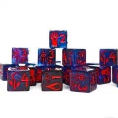 6pcs D6 Dice Resin Class Red Font Blue