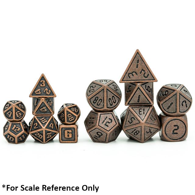 7pcs RPG Dice Set - Miniature Silver Metal