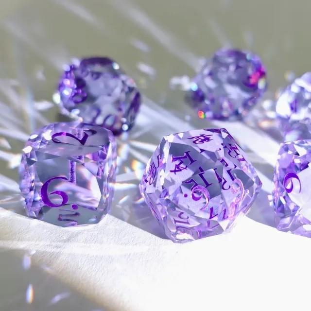 7pcs Dice Gem Glass Facet Purple Font Purple (HS)