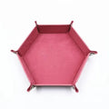 Pink Velvet & Brown PU Leather - Hexagon Hard Dice Tray