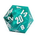 D20 Dice Acrylic 55mm White Font Clear White Green