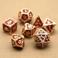 7pcs Dice Metal Druid Vine Gold Font Red