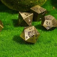 Lotus Flower in Bronze Metal - 7pcs RPG Dice Set