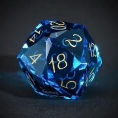 7pcs Dice Gem Glass Facet Gold Font Blue (UD)