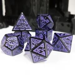 7pcs Dice Acrylic Pattern Purple Font Black