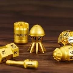 7pcs Dice Metal Bomb Black Font Gold