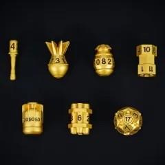 7pcs Dice Metal Bomb Black Font Gold