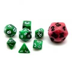 7pcs Dice Acrylic Mini White Font Black Green