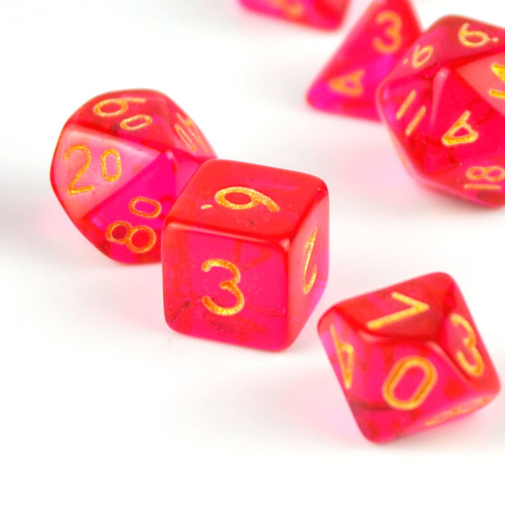 Red & Clear Acrylic - 7pcs RPG Mini Dice Set
