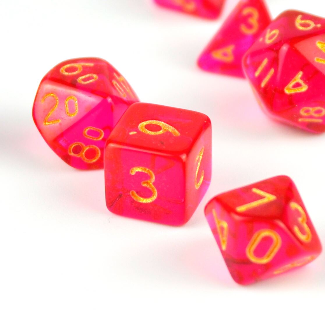 Red & Clear Acrylic - 7pcs RPG Mini Dice Set
