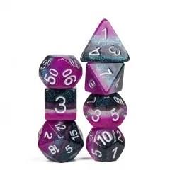 7pcs Dice Resin Layer Silver Font A Sexual Blue Purple