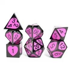 7pcs Dice Metal Enamel Nickel Hearts Pink