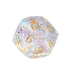 D20 30mm Dice Gem Glass Facet Gold Font Prism