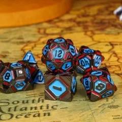 7pcs Dice Metal Alien Ship Blue Red Nickel
