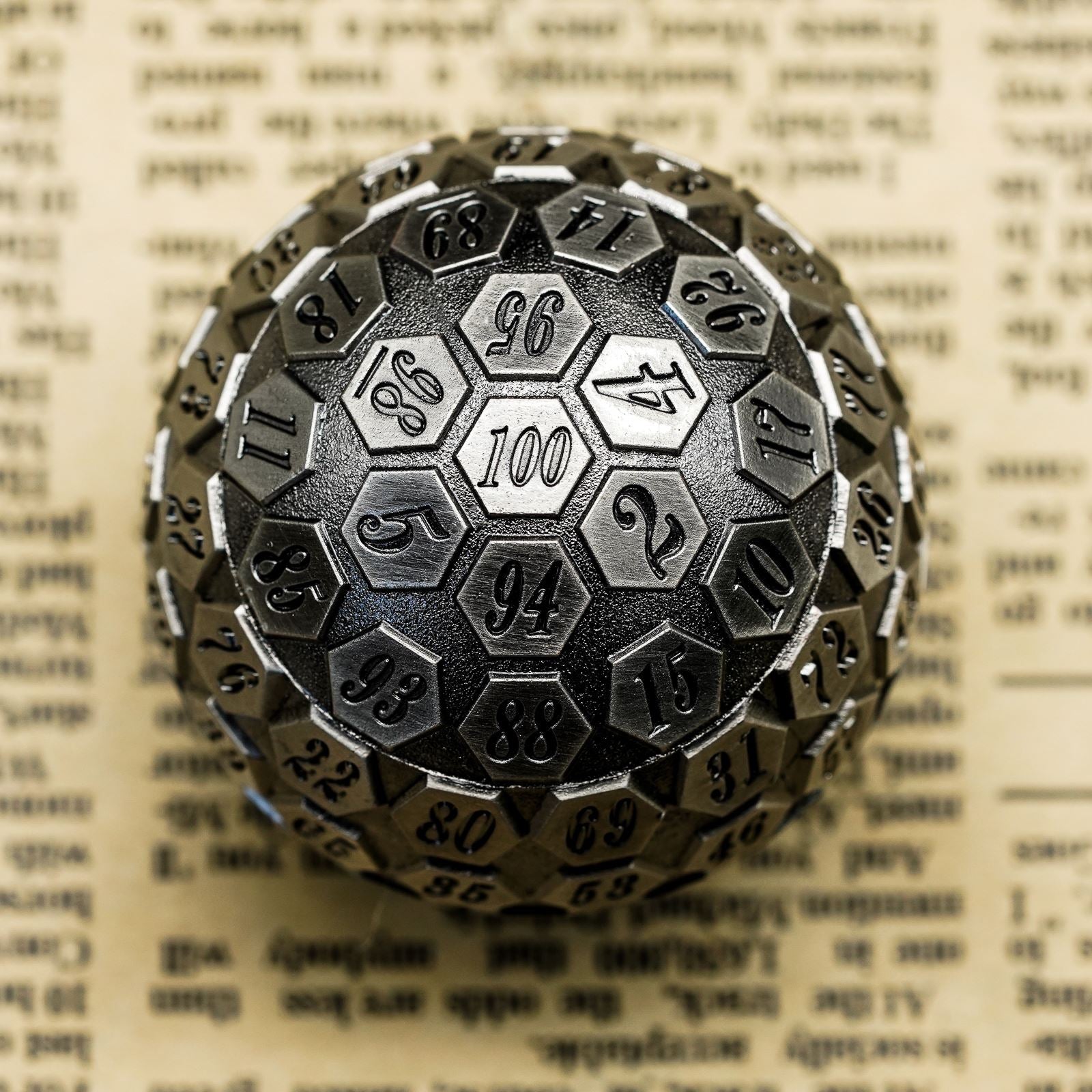 D100 RPG Dice - Silver Metal