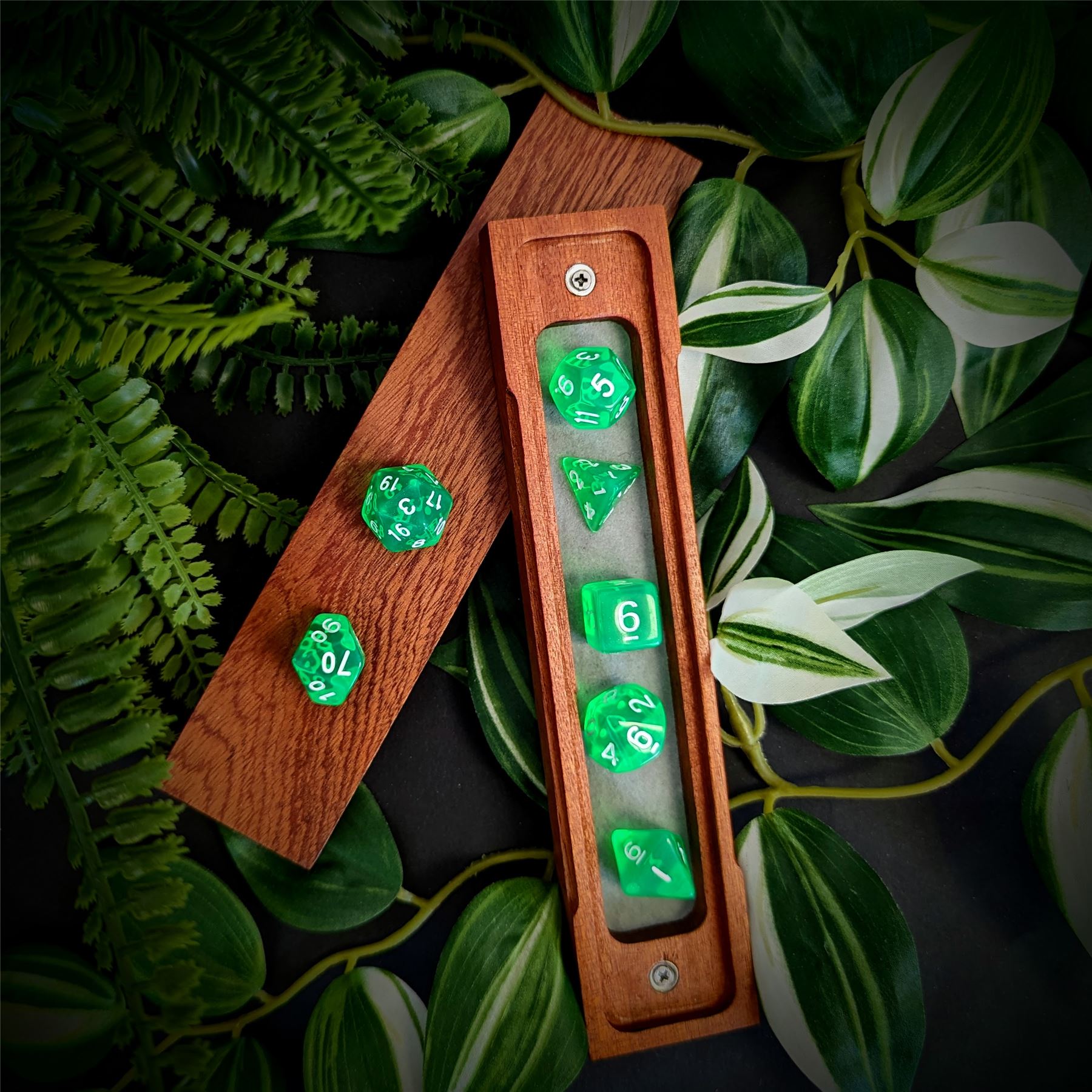 Clear Green Acrylic - 7pcs RPG Full Dice Set