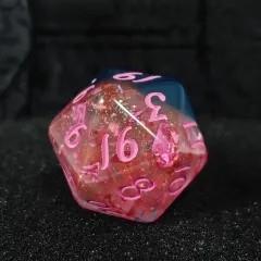 7pcs Dice Resin Glitter Pink Font Pink Blue