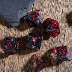 Black Swirl in Clear Resin - 7pcs RPG Full Dice Set