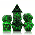 7pcs Dice Metal Sword Circle Green Font Black