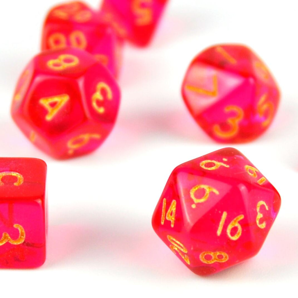 Red & Clear Acrylic - 7pcs RPG Mini Dice Set