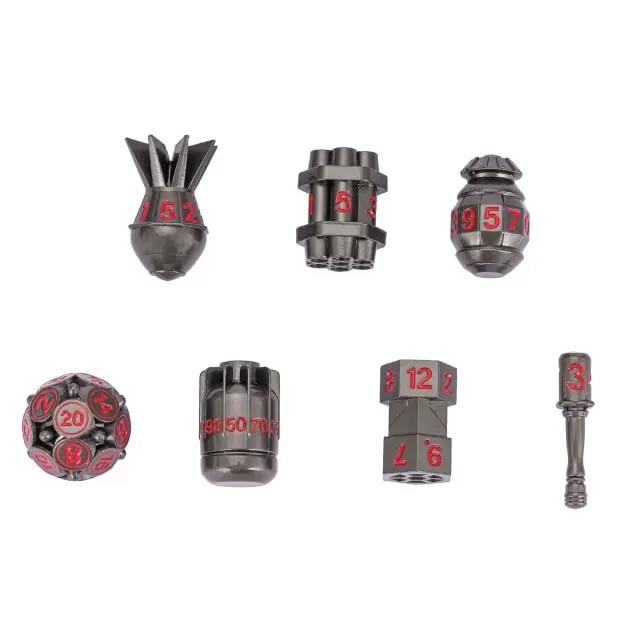7pcs Dice Metal Bomb Red Font Nickel