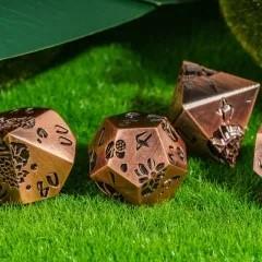 Lotus Flower in Copper Metal - 7pcs RPG Dice Set